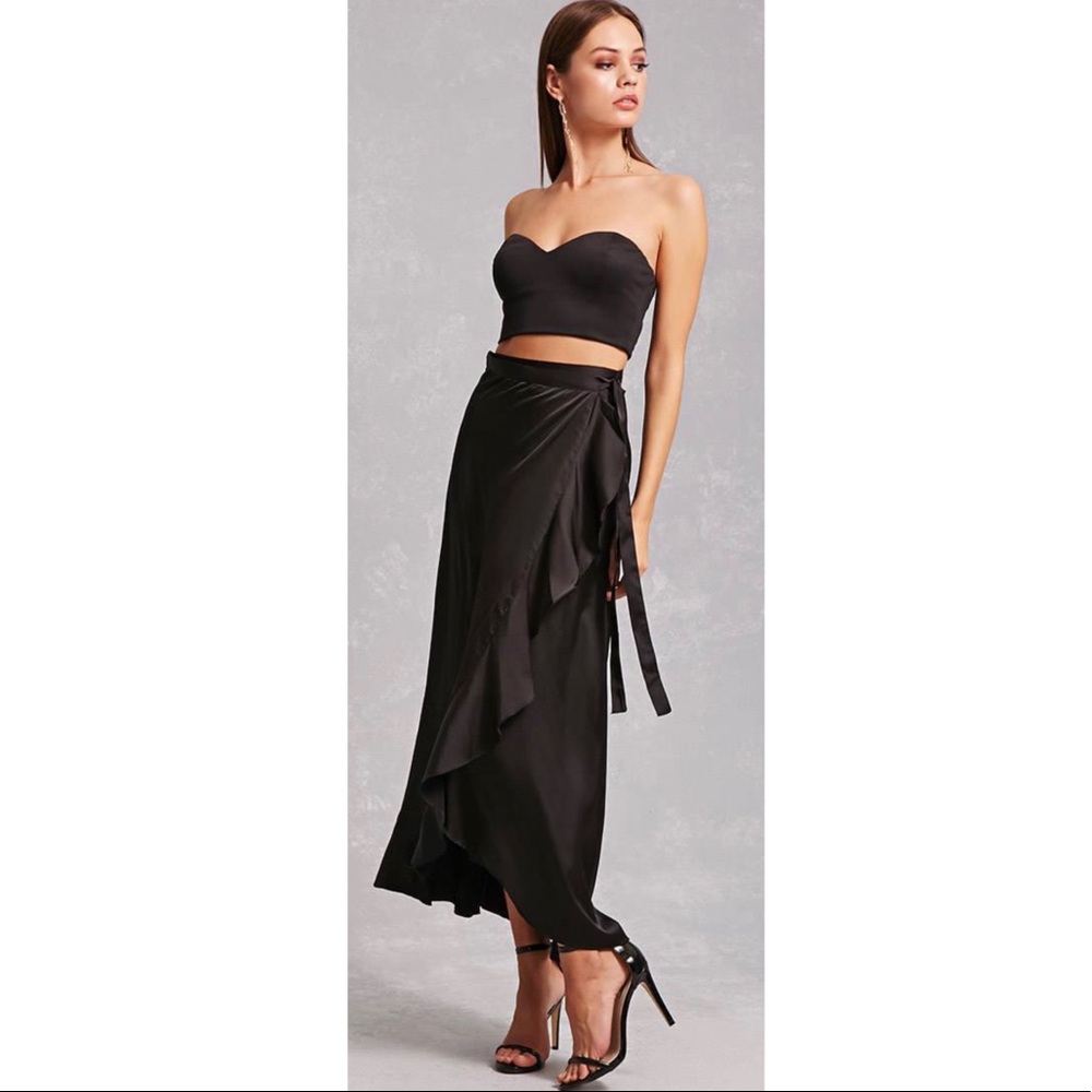 DARK PINK Black Satin Maxi Skirt. BRAND NEW!!